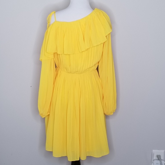 NWT Endless Rose Yellow Pleated One Shoulder Dress XS - Picture 5 of 8